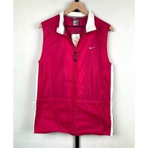 Nike Lightweight Adjustable Gilet Vest L Pink Full Zip Windbreaker Layer NWT